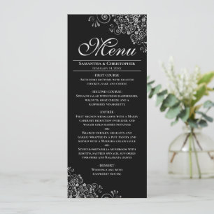 Menu Elégant Mariage en argent sur noir