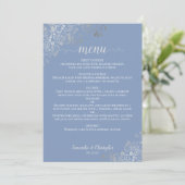 Menu Élégant Mariage en dentelle argentée (Debout devant)