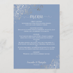 Menu Élégant Mariage en dentelle argentée