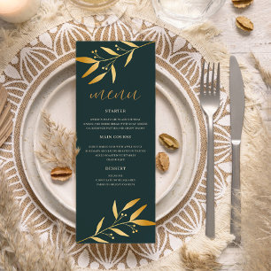 Menu Elégant Mariage feuille or