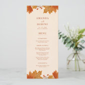 Menu Élégant Mariage Feuilles d'Érable d'Automne (Debout devant)