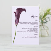 Menu Élégant mariage fleur de lys calla pourpre (Debout devant)