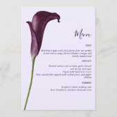 Menu Élégant mariage fleur de lys calla pourpre (Devant)