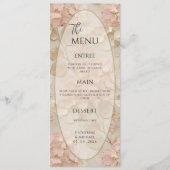 Menu Élégant Mariage Fleur Rose Crème (Devant)