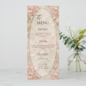Menu Élégant Mariage Fleur Rose Crème (Debout devant)