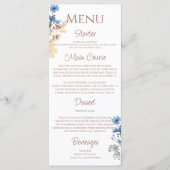 Menu Élégant Mariage Fleur sauvage (Devant)