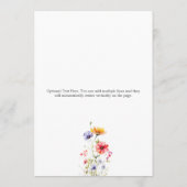 Menu Élégant Mariage Fleur sauvage coloré (Dos)