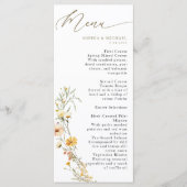 Menu Elégant Mariage Fleur sauvage couleur jaune pâle (Devant)