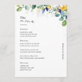 Menu Élégant mariage fleuri jaune blanc (Devant)