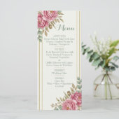 Menu Élégant Mariage Fleurs de Rosier Eucalyptus Teinté (Debout devant)