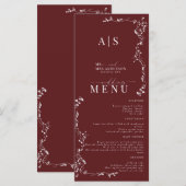 Menu Élégant Mariage floral (Devant / Derrière)
