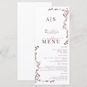 Menu Élégant Mariage floral (Devant / Derrière)