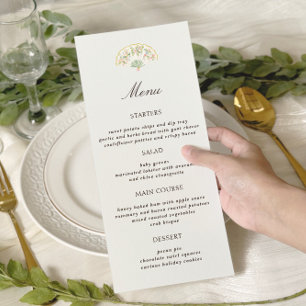 Menu Élégant mariage floral aquarelle rococo