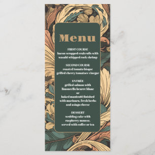 Menu Élégant Mariage Floral Art Nouveau