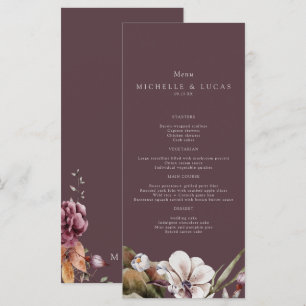 Menu Élégant Mariage floral automne