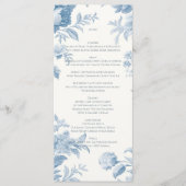Menu Élégant Mariage Floral bleu toile française (Devant)