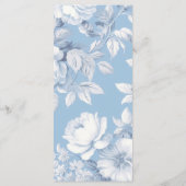 Menu Élégant Mariage Floral bleu toile française (Dos)