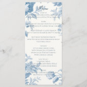 Menu Élégant Mariage Floral bleu toile française (Devant)