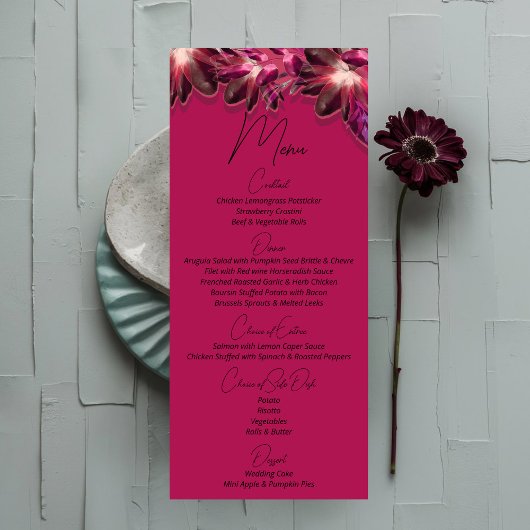 Menu Élégant Mariage floral Bourgogne
