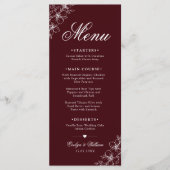 Menu Élégant Mariage Floral Bourguignon Calligraphie Mo (Devant)
