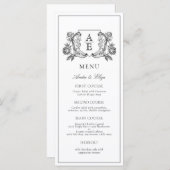 Menu Élégant Mariage floral de pivoine noire et blanche (Devant / Derrière)
