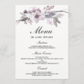Menu Élégant Mariage floral d'hiver violet gris (Devant)