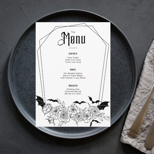 Menu Élégant Mariage floral gothique