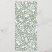 Menu Élégant Mariage Floral Ornate Sage Vert (Dos)