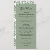 Menu Élégant Mariage Floral Ornate Sage Vert (Devant / Derrière)