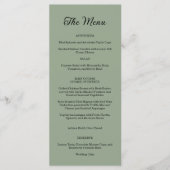 Menu Élégant Mariage Floral Ornate Sage Vert (Devant)