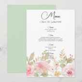 Menu Elégant Mariage Floral Réception Personnalisée (Devant / Derrière)
