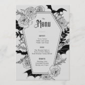 Menu Élégant Mariage gothique floral gris (Devant)