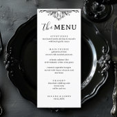 Menu Élégant Mariage gothique noir et blanc
