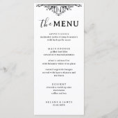 Menu Élégant Mariage gothique noir et blanc (Devant)