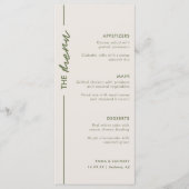 Menu Élégant Mariage gris et vert olive (Devant)