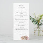 Menu Élégant mariage herbe de la pampa écriture (Debout devant)
