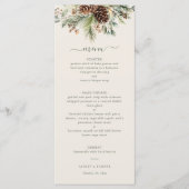 Menu Élégant mariage hivernal avec verdure de pin (Devant)