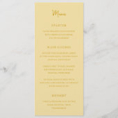 Menu Élégant Mariage Jaune Beurre Moderne (Devant)