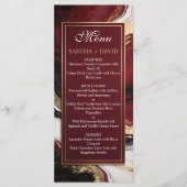 Menu Élégant mariage marbre bordeaux et or (Devant)