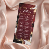 Menu Élégant mariage marbre bordeaux et or