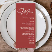 Menu Élégant Mariage Maroon