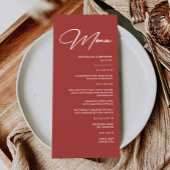 Menu Élégant Mariage Maroon