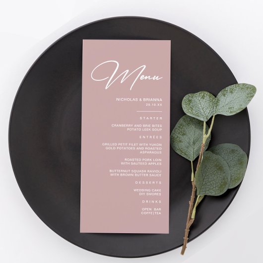 Menu Élégant mariage mauve