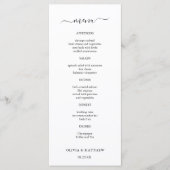 Menu Élégant Mariage minimaliste classique blanc (Devant)
