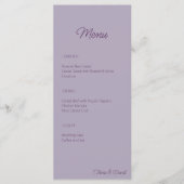 Menu Élégant Mariage minimaliste lilas (Devant)