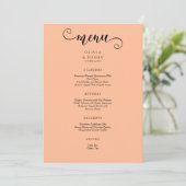 Menu Élégant mariage moderne calligraphie pêche (Debout devant)