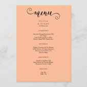 Menu Élégant mariage moderne calligraphie pêche (Devant)
