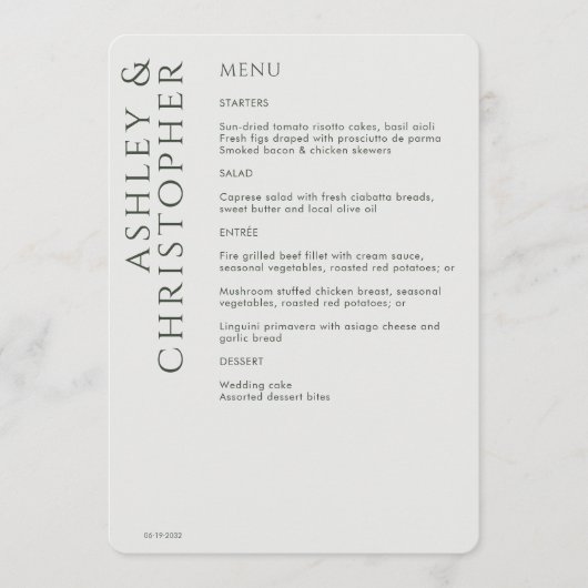 Menu Élégant Mariage moderne de mousse verte (Devant)