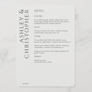 Menu Élégant Mariage moderne de mousse verte