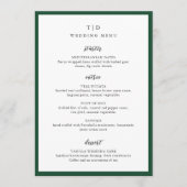 Menu Élégant Mariage Moderne Monogramme Vert Émeraude (Devant)